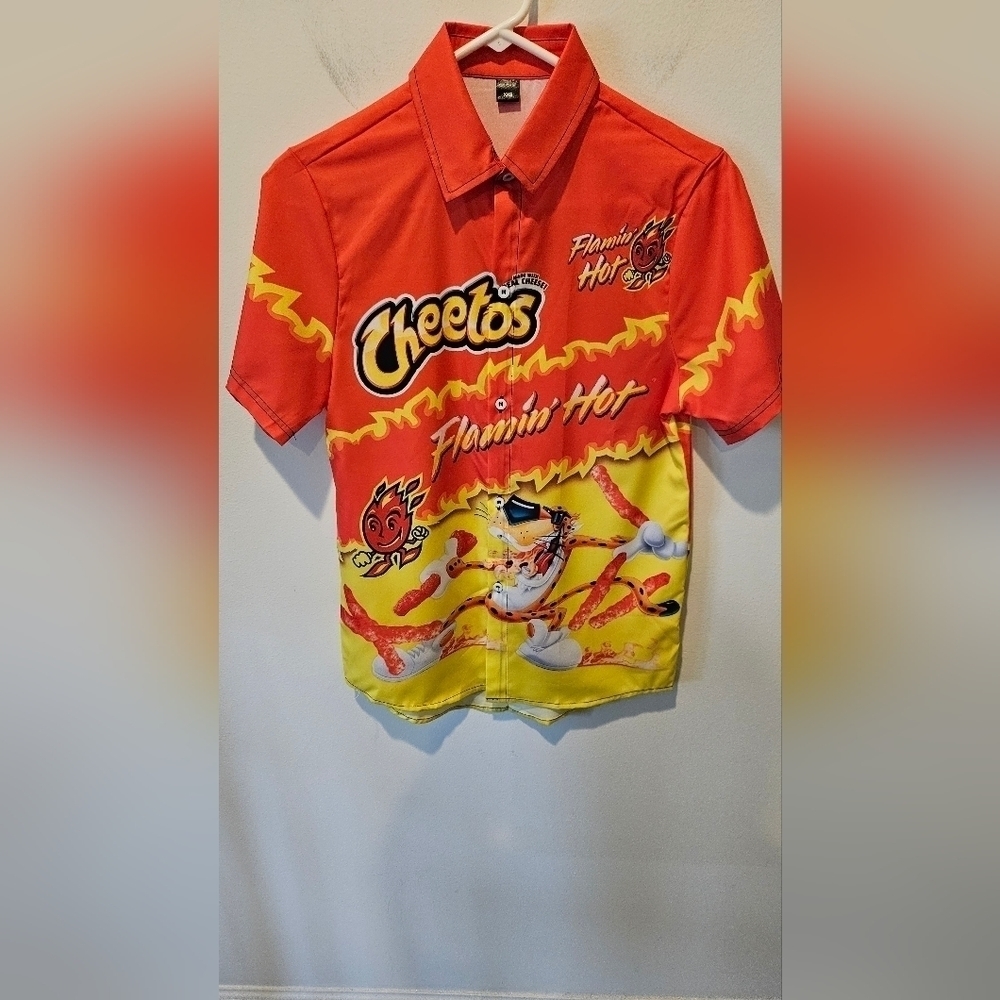 CHEETOS FLAMING HOT FUN HAWAIIAN STYLE BUTTON-DOWN SHIRT  BOY'S/MEN'S SIZE XXS